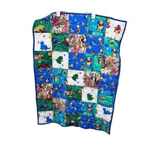 Handmade Vtg Baby Quilt Bob the Builder Winnie The Pooh Blanket Flannel Boys